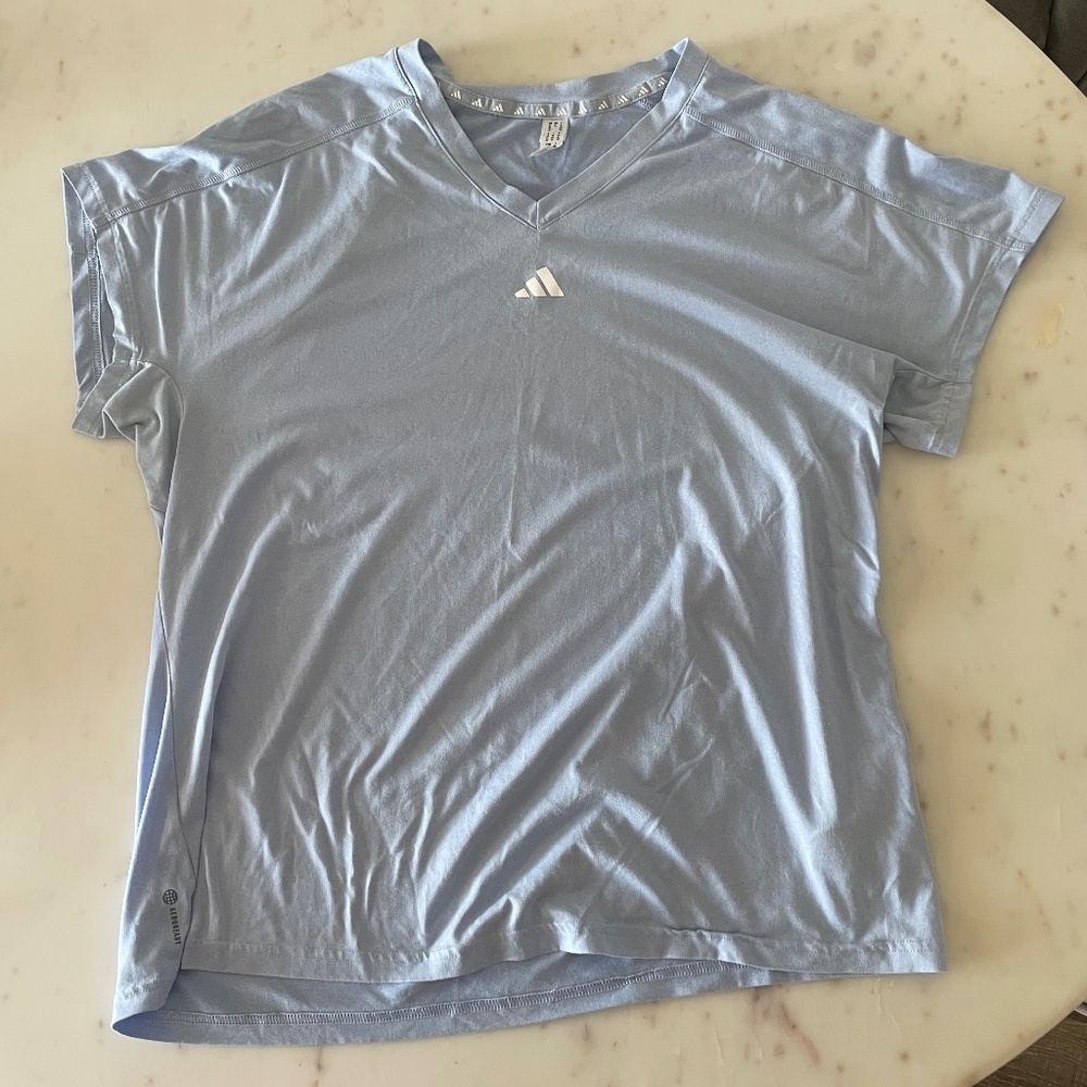 Adidas Aeroready Essential Train T-shirt Ladies Size XL Light Blue